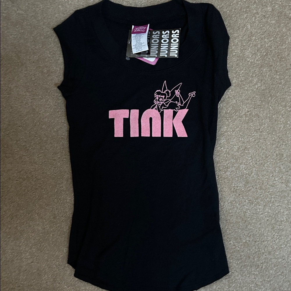 Vintage Black  Tink Junior shirt- Disney Brand NWT